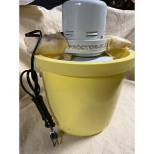 Vintage Proctor Silex 4 Qt Electric Ice Cream Maker Yellow NOS Unused works 1970